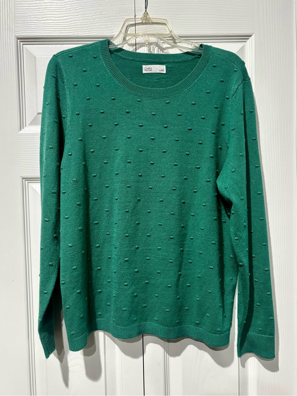 croft & barrow Women’s Emerald Green Dot-Texture Crewneck Sweater